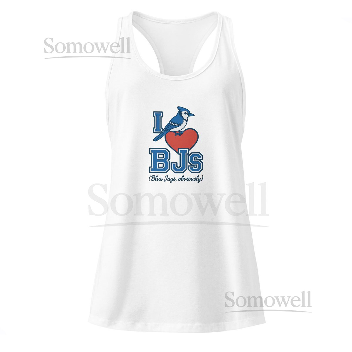 I Love BJS Womens Racerback Tank Flirty Blue Jays Fan Top Game Day Vibes_438