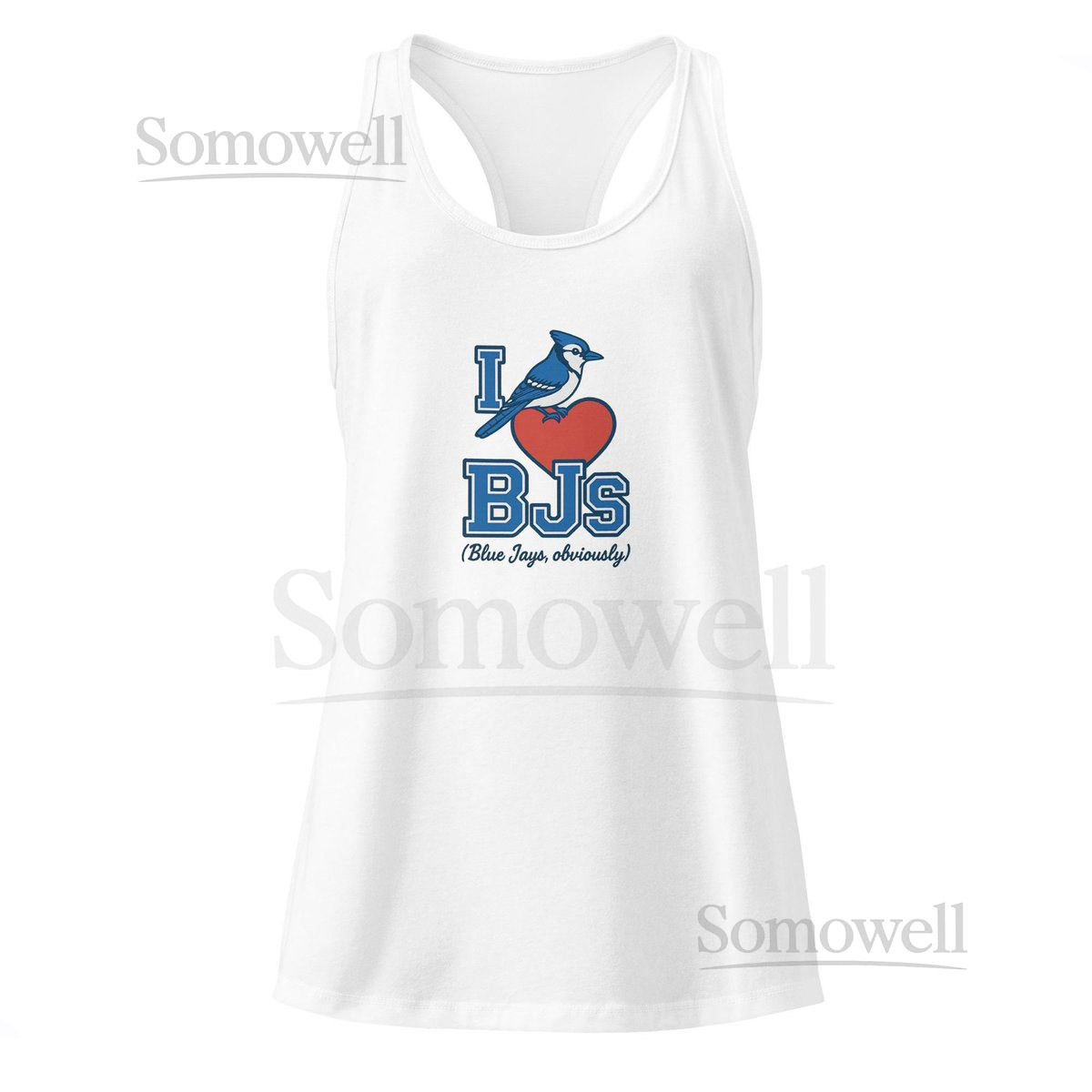 I Love BJS Womens Racerback Tank Flirty Blue Jays Fan Top Game Day Vibes_529