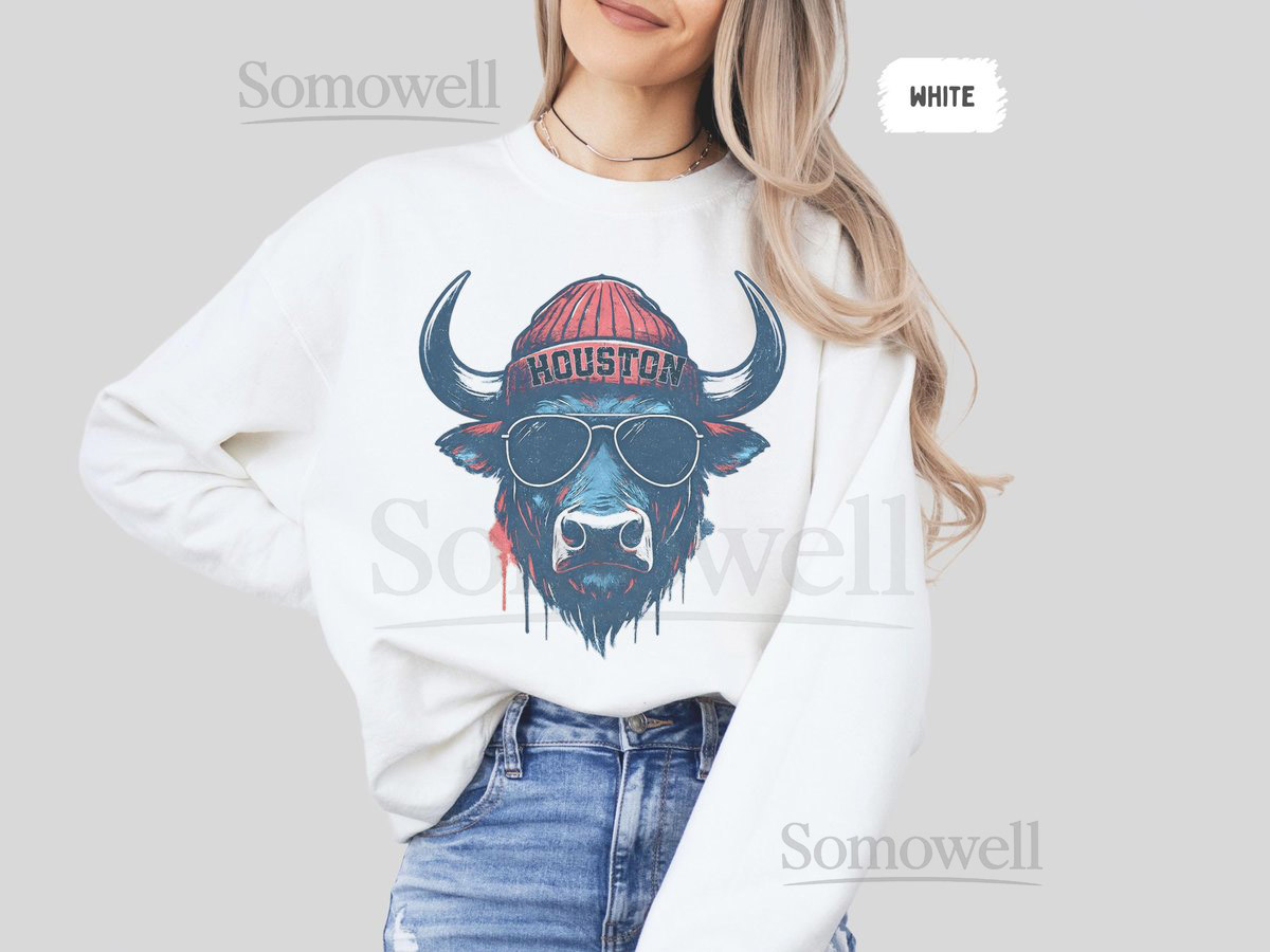 Vintage Houston Football Sweatshirt Retro Distressed Football Sweater Men's Women's Sports Fan Gift Texas Football Team Jumper H_961