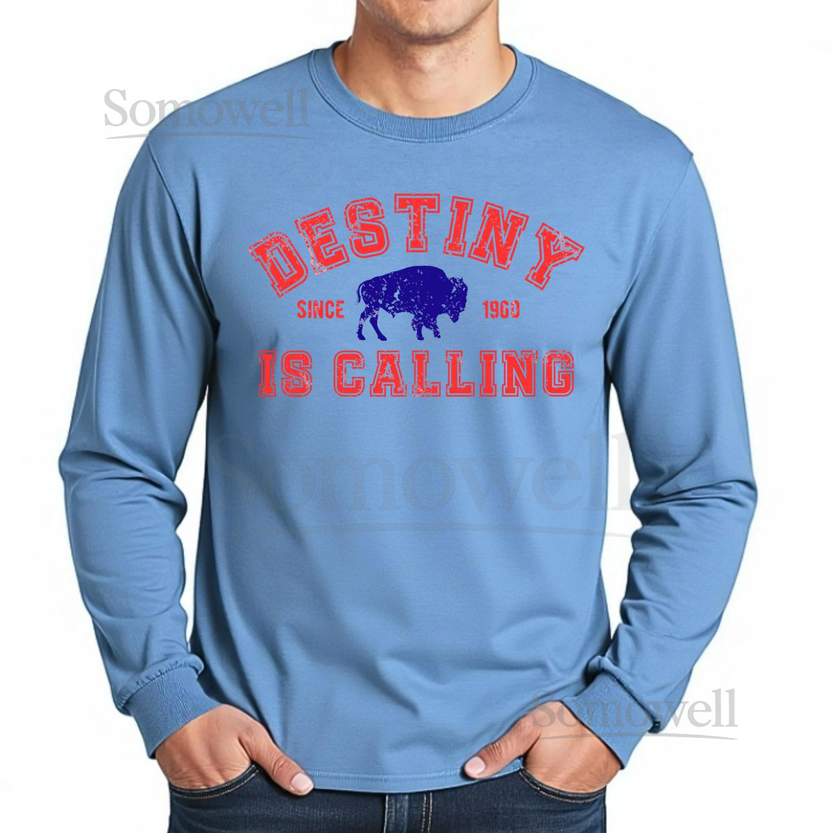 Destiny is Calling Long Sleeve Tee Vintage Buffalo Football Crewneck Shirt Christmas Gift for Buffalo Fan_616