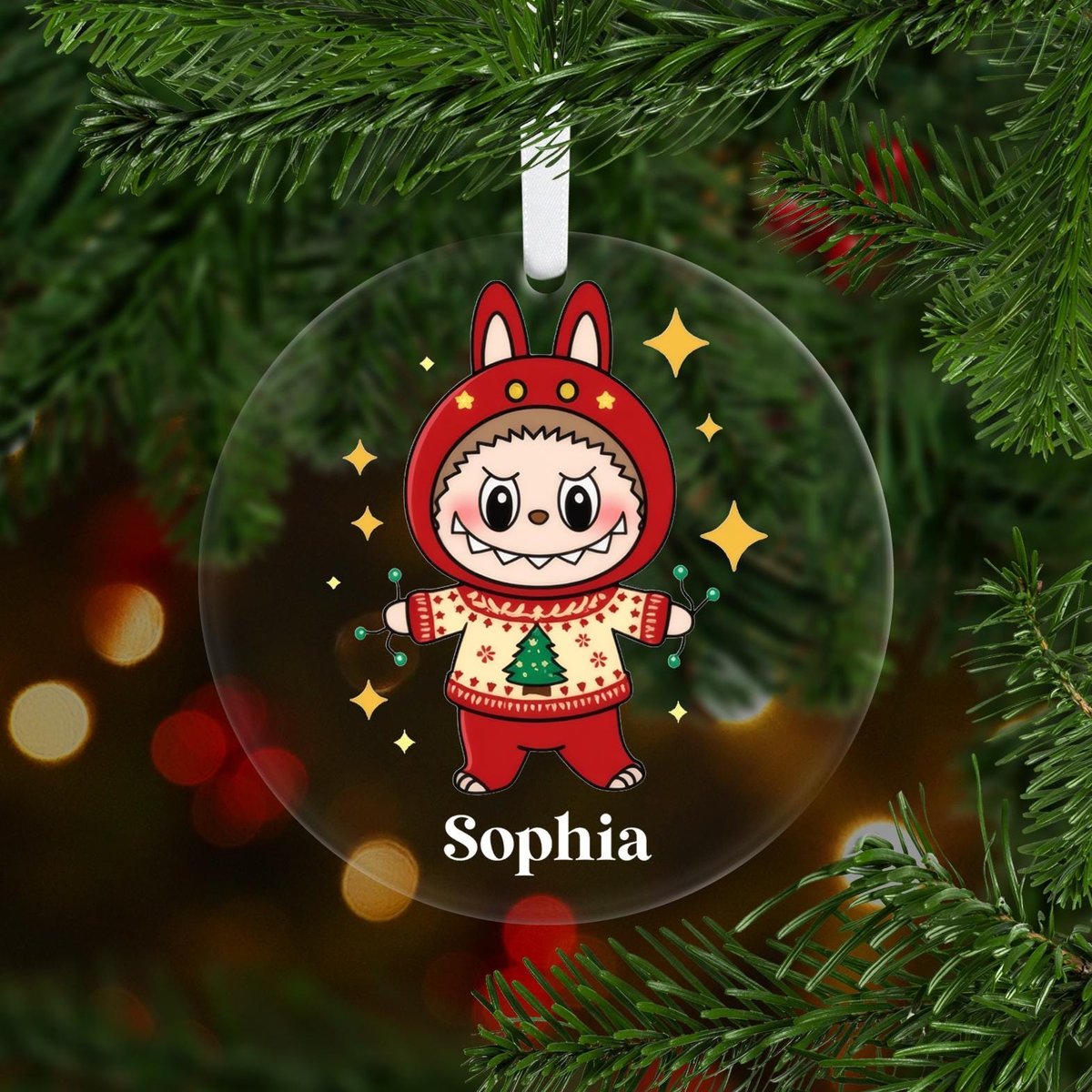 Personalized Monster Ornament Gift For Grandkids Kawaii Tree Ornament Monster Doll Ornament Custom Name Ornament Cute Monster Gift