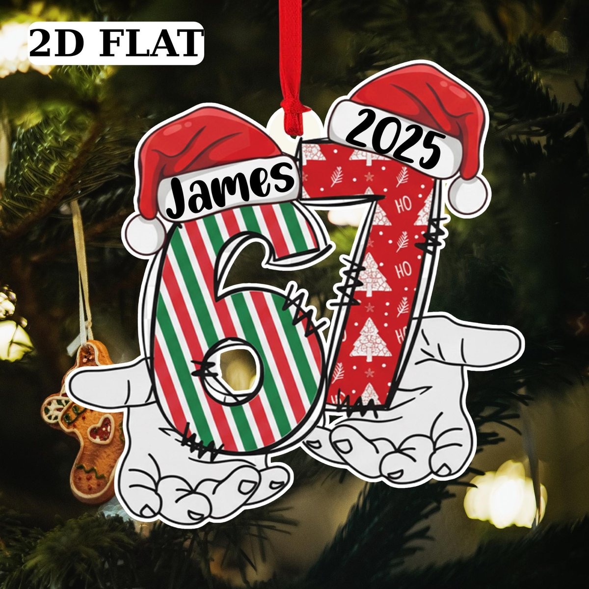 Custom Name 67 Acrylic Ornament 2025 Funny Teen Ornament Viral Trend Six Seven Meme Gift Personalized Ornament for Kids