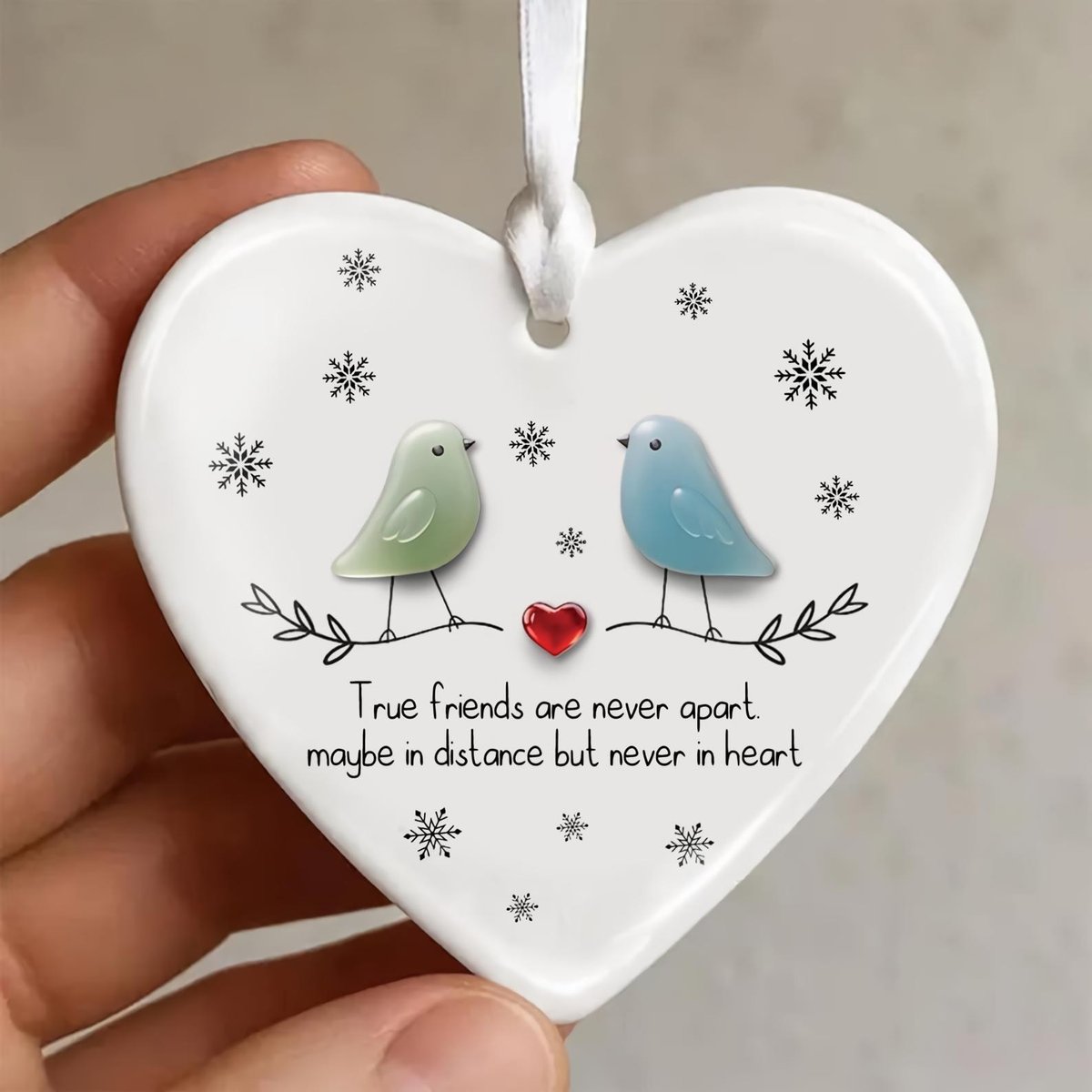 Personalized 2D Friendship Sea Glass Ceramic Ornament True Friends Never ApartBest Friend GiftChristmas Tree Decor 2025
