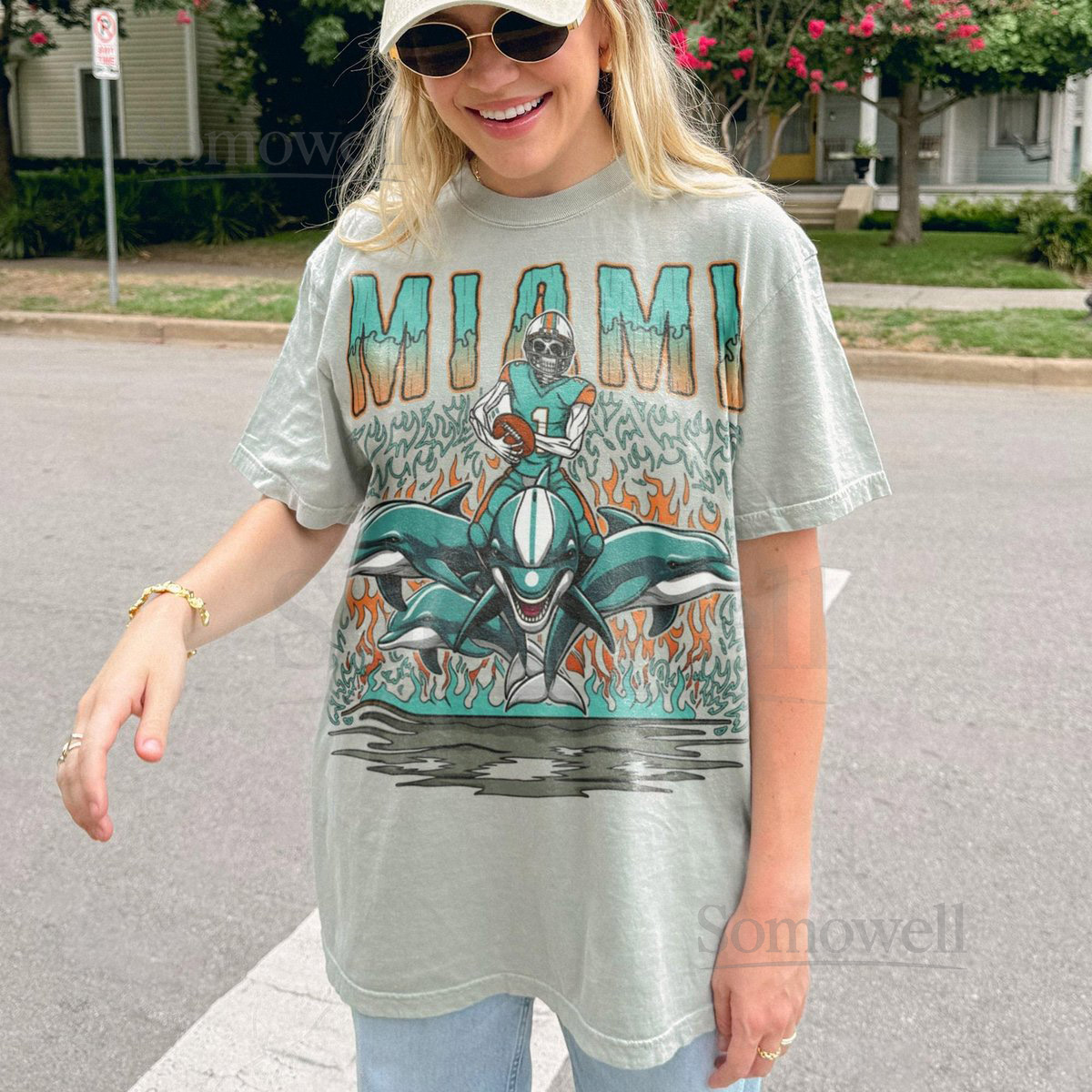 Retro Miami Football Shirt Comfort Colors Dolphins Tee Vintage 90s Game Day Football T-Shirt Old School Merch_538