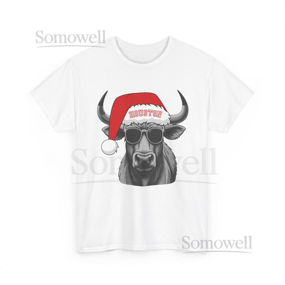 Houston Texans Christmas Unisex Holiday Shirt Gift for Texans Lovers Santa Bull Shirt Festive Graphic Tee Family Holida_323