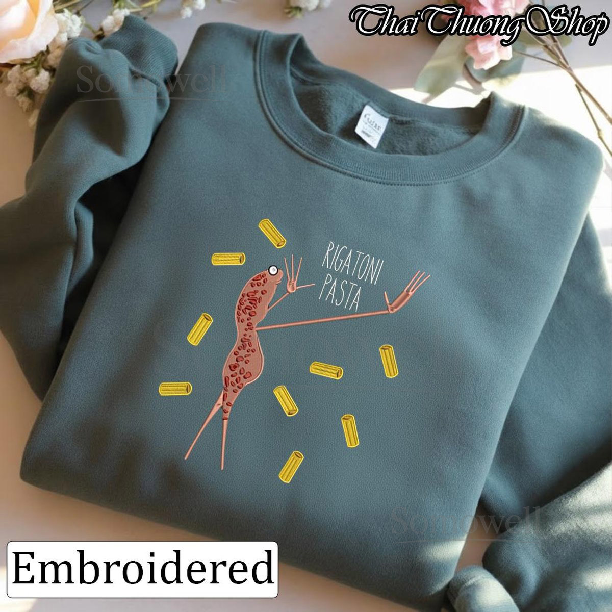 Embroidered Marcus The Worm Sweatshirt Rigatoni Pasta Marcus Hoodie Marcus The Worm Funny Meme Shirt Marcus The Worm Merch Embroidery_87