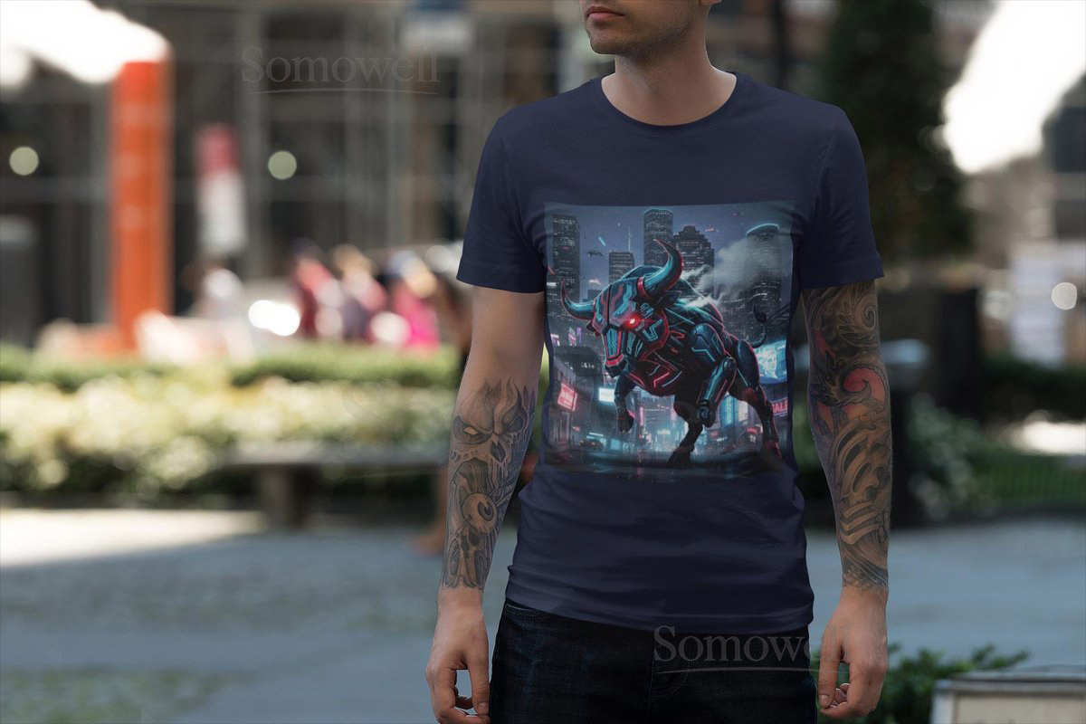 Houston Texans Cyberpunk Bull Unisex T-Shirt Futuristic Graph_325