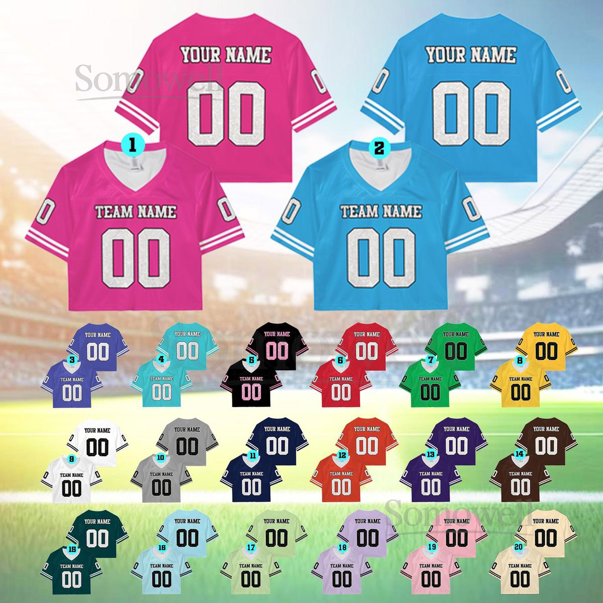 Personalized Team Name And Number Crop Top Football Jersey Custom Short Crop Top Shirt for Women Cheerleader Game Day Top Tailgate Gift_647