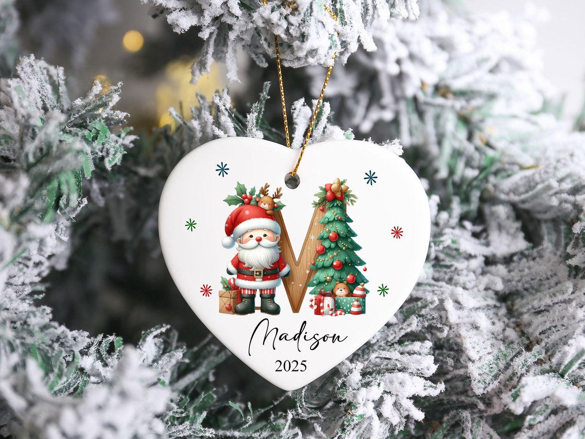 Personalized Letter Name Ornament 2025 Christmas Family Keepsake Initial Christmas Ornament Santa Initial Keepsake Family Holiday Gift