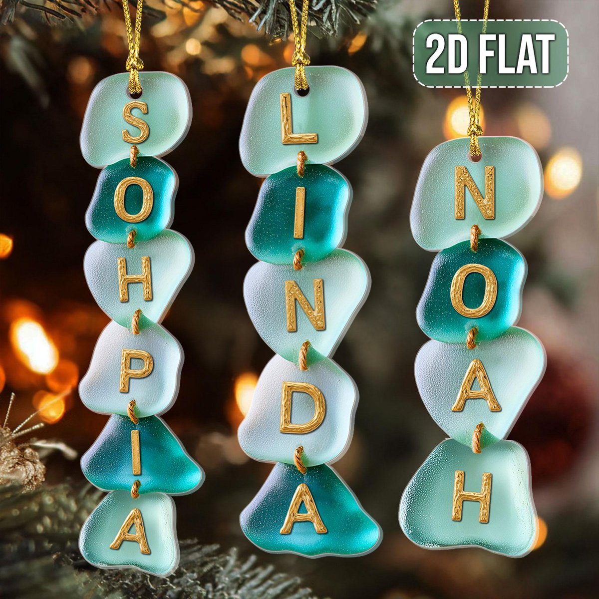 Custom Sea Glass Alphabet Acrylic Ornament Custom Letter Ornament For Kids Christmas Ornaments for Family Custom Name Family Ornament