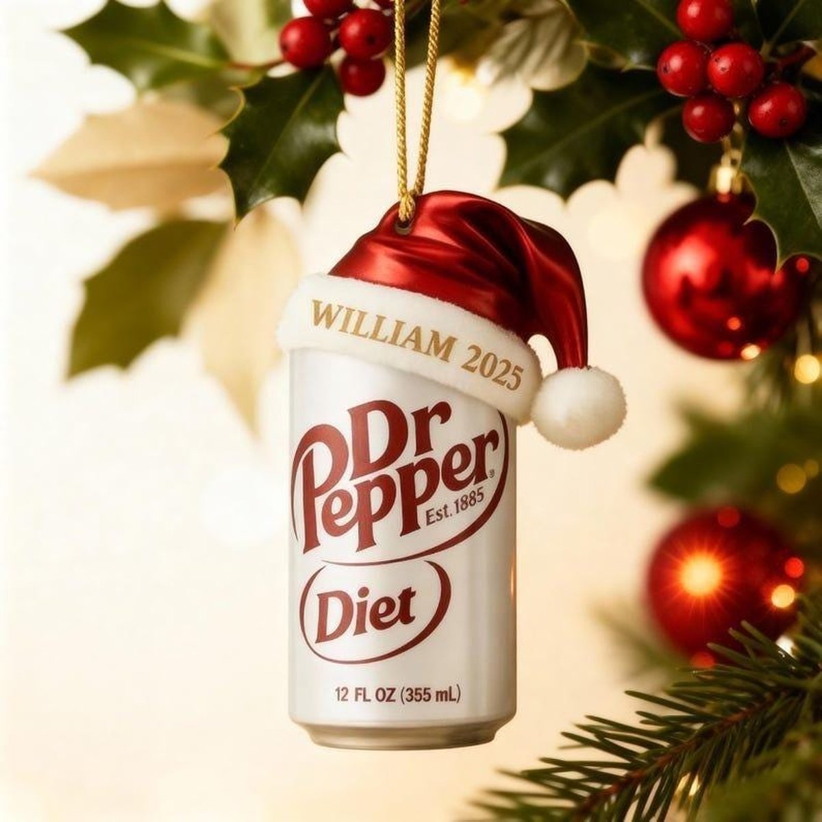 Custom Diet Coke Inspired Ornament Personalized Acrylic Soda Can Christmas Decoration Soft Drink Ornament GiftCute Beverage Holiday Gift