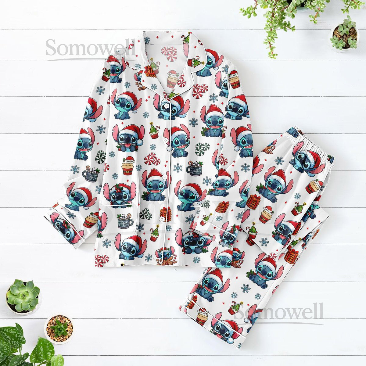 Stitch Christmas Pajamas Set Lilo And Stitch Holiday Pajamas Funny Stitch Xmas Loungewear Santa Stitch Sleepwear Disney Xmas Gift_57