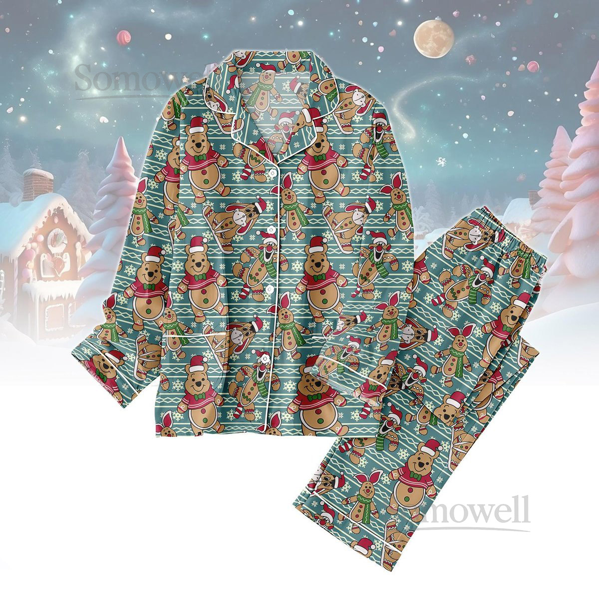 Pooh Bear Christmas Pajamas Set Winnie The Pooh Holiday Pajamas Disney Bear Women Pajamas Santa Pooh Xmas Lounge Xmas Cartoon Gift_50