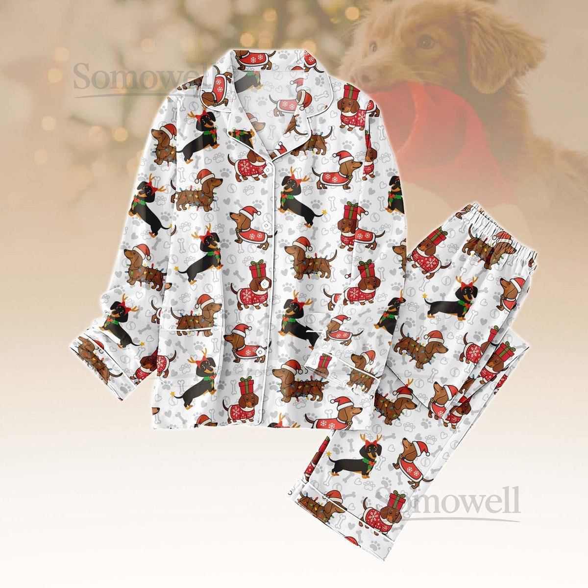 Dachshund Dog Christmas Pajamas Set Sausage Dog Holiday Pajamas Animals Xmas Pajamas For Women Men Kid Funny Sleepwear For Pet Lover_20
