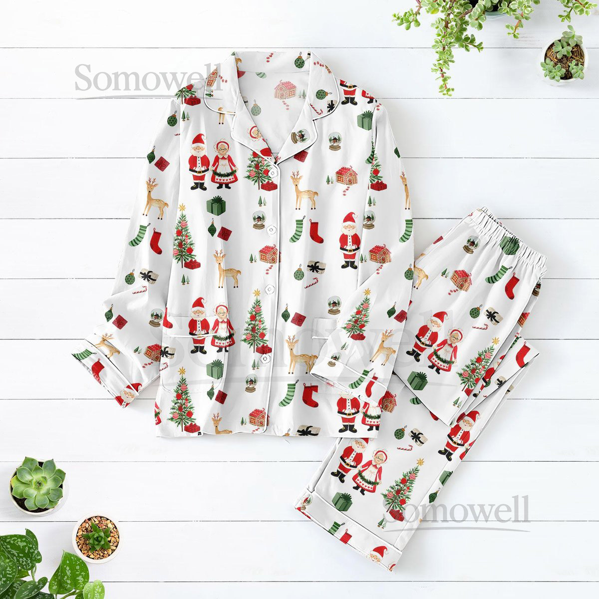 Santa Claus Christmas Pajamas Set Merry Xmas Matching Holiday Pajamas Winter Xmas Loungewear Women Pajamas Funny Xmas 2025 Gifts_55