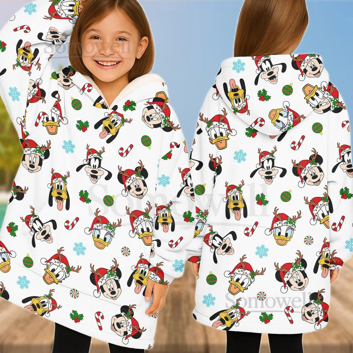 Mickey and Friends Christmas Hoodie Blanket Disney Character Wearable Hoodie Blanket Cute Cozy Xmas Gift for Family and Fans_55