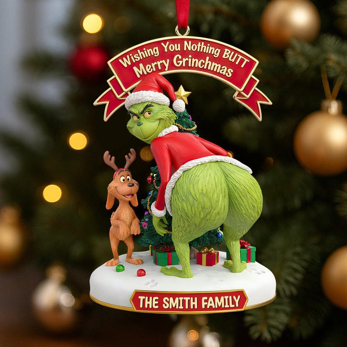 Funny Grinchmas Acrylic Ornament Personalized Xmas Decor