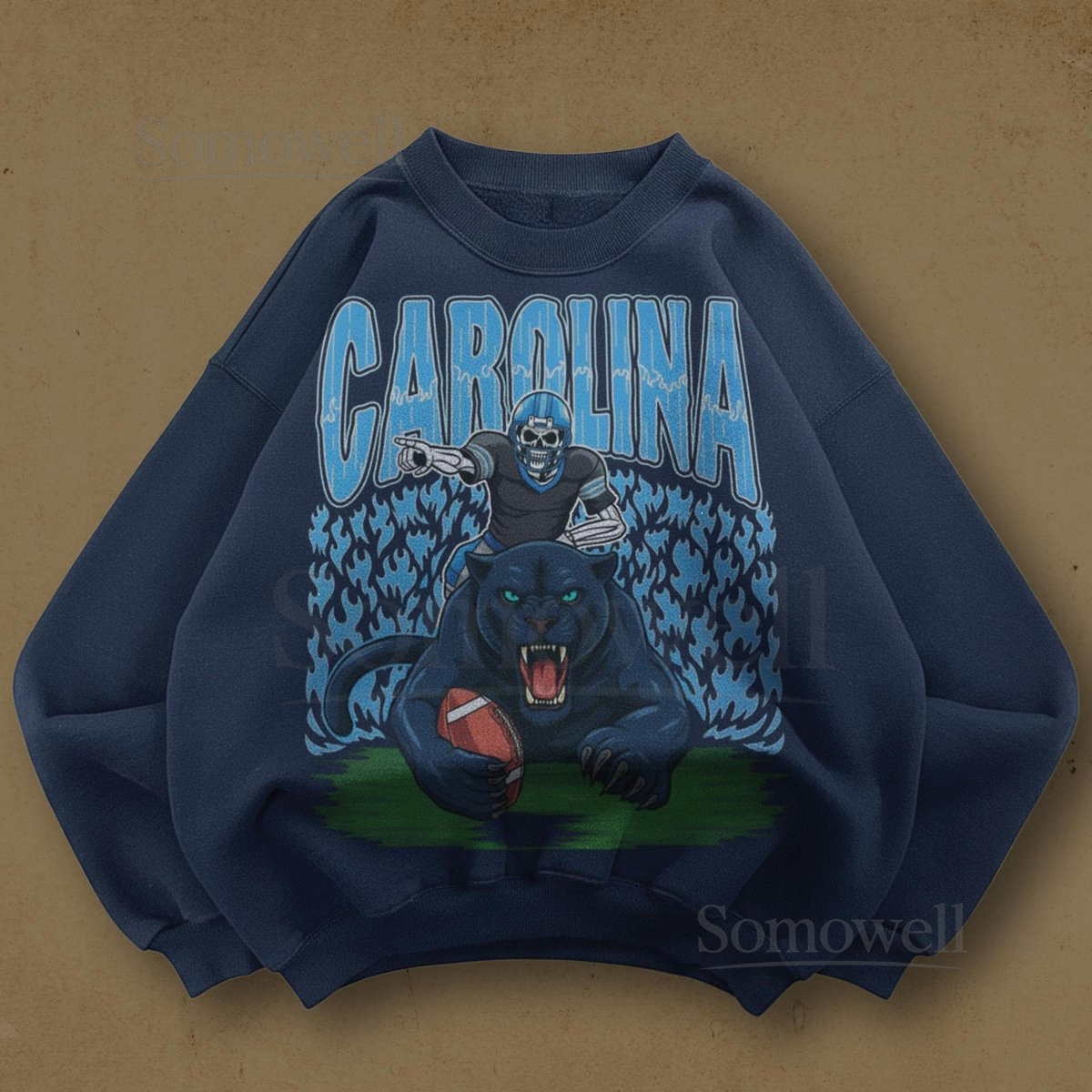 Vintage Carolina Football Sweatshirt Retro Panthers 90s Crewneck Old School Game Day Football Sweater_1031