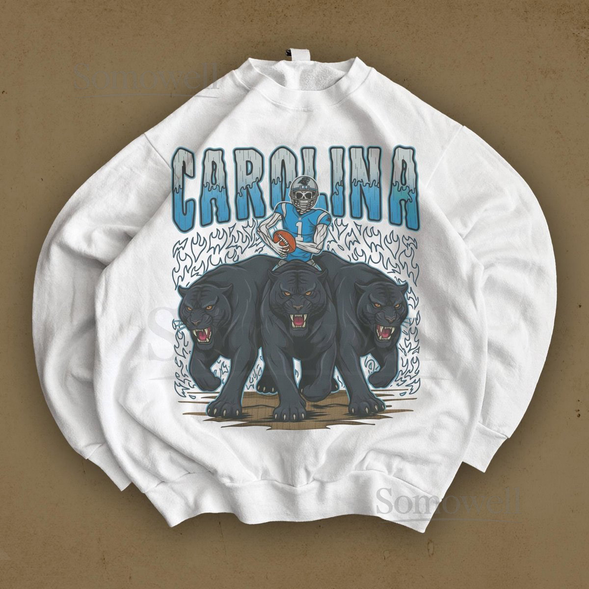 Old School Carolina Football Sweatshirt Retro Panthers Vintage 90s Crewneck Classic Game Day Football Sweater_808