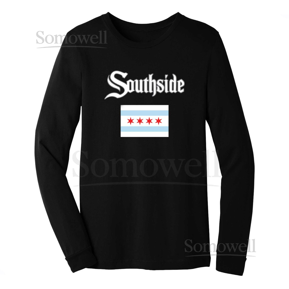 Southside Chicago Flag Black long sleeve t-shirtjersey_144