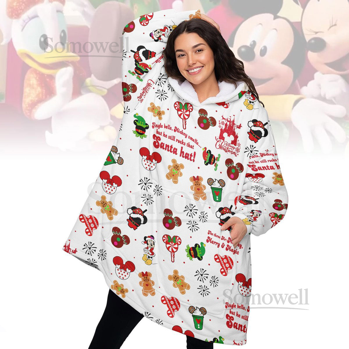 Disney Gingerbread Christmas Hoodie Blanket Funny Holiday Quote Wearable Blanket Cozy Oversized Sweatshirt Cute Xmas Gift_32