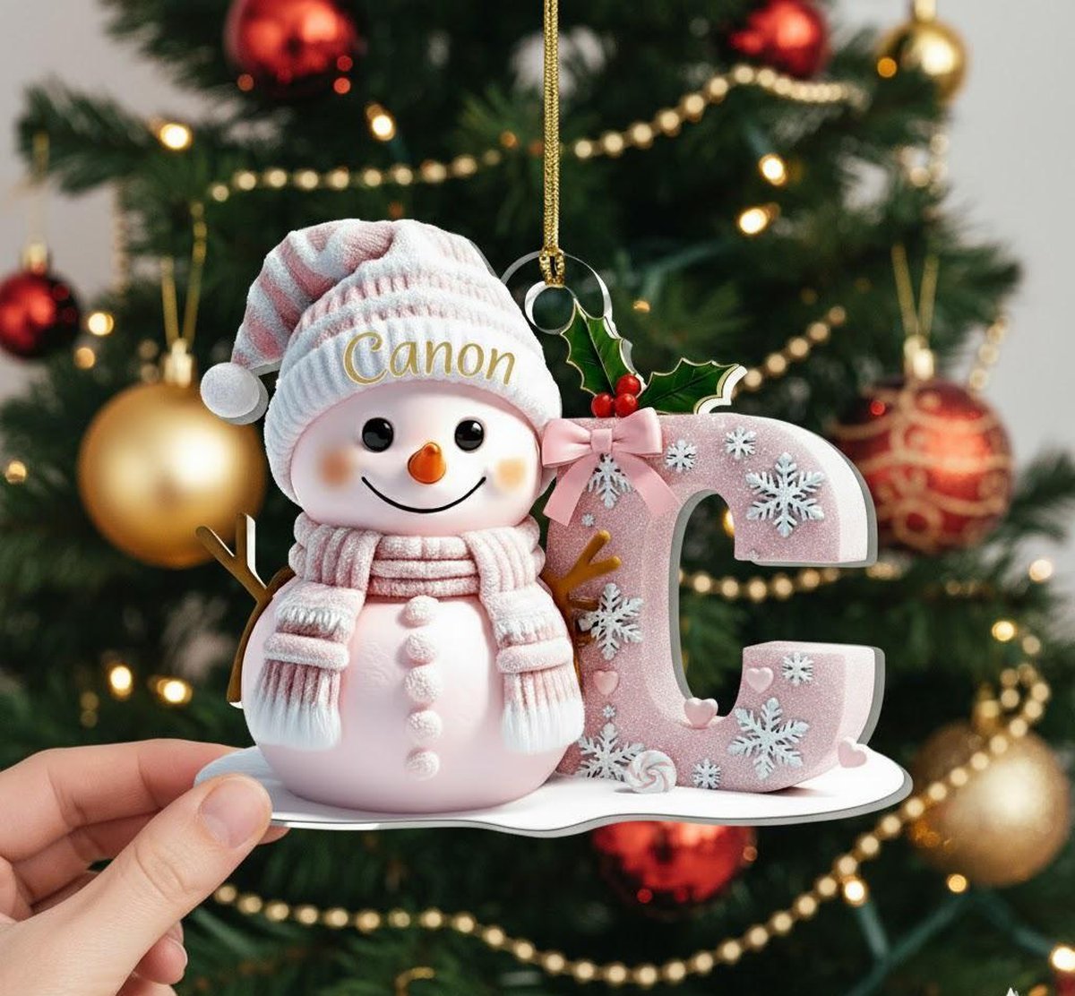 Custom Snowman Initial Ornament Snowman Letter Ornament Snowman Alphabet Ornament Snowman Christmas Ornament Acrylic Ornament