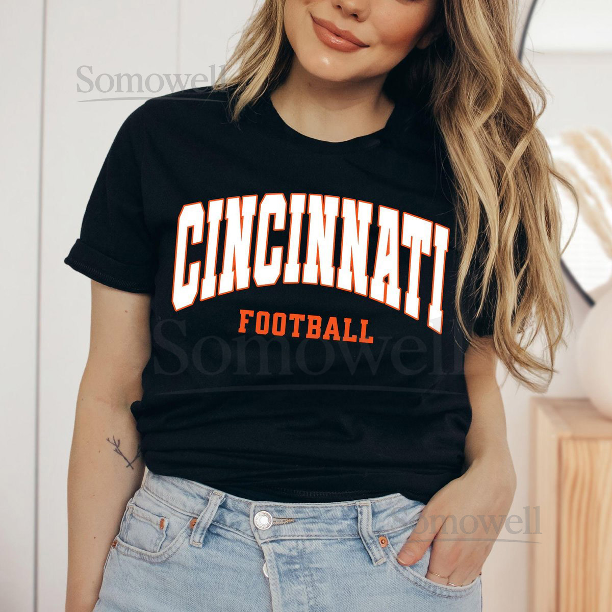 Cincinnati Football Shirt Bengal Football Fan Gift Cincy Game Day Bella Canvas 3001 Tee Unisex Football Shirt Cincy Tailgate Tee_532