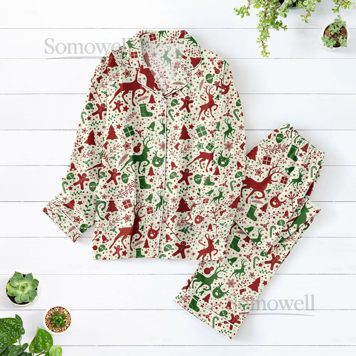 Reindeer Christmas Pajamas Set Merry Xmas Matching Family Pajamas Gingerbread Loungewear Funny Xmas Holiday Pajamas Christmas Gift_53