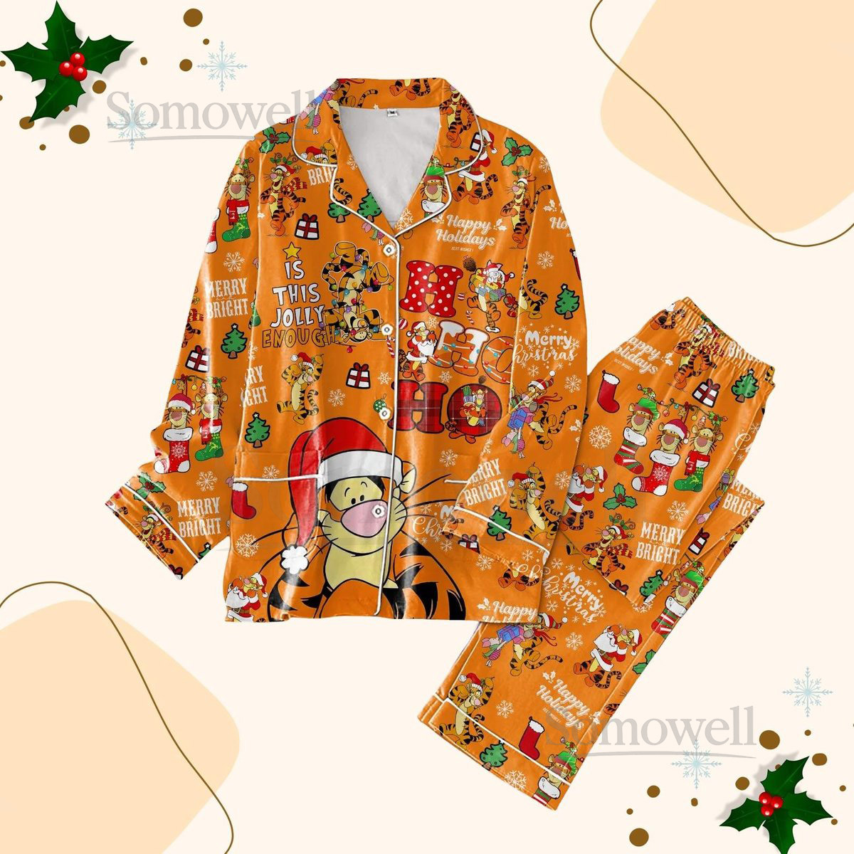 Christmas Tiger Pajama Set Women Disney Cartoon Pajamas For Party Tiger Christmas Pajamas Winnie The Pooh Pajamas Pants Xmas Gift_8