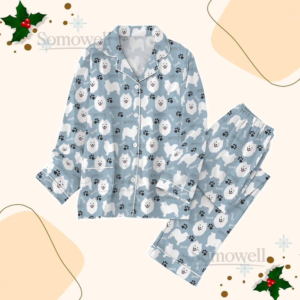 Samoyed Christmas Pajamas Set Samoyed Women Pajamas Samoyed Pajamas Pants Samoyed Lover Gifts Samoyed Mom Shirt Funny Dog Shirt_54