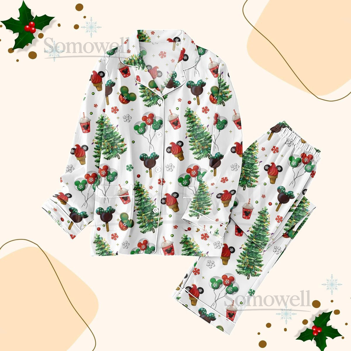 Disney Mickey Mouse Matching Pajamas Set Tree Holiday Pajamas Disneyland Christmas Pajamas Mickey Head Family Pajamas Xmas Gifts_31