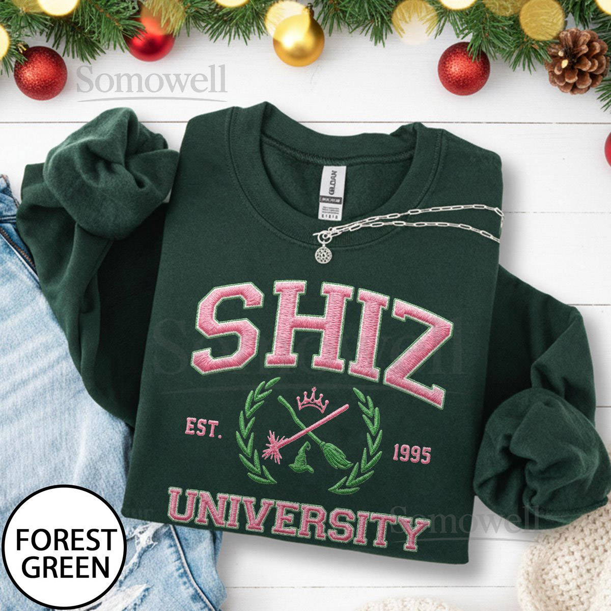Embroidered Shiz University Sweatshirt Changed For Good Wicked Embroidery Sweater Wizard Musical Sweater Defy Gravity Embroidered Gifts_94