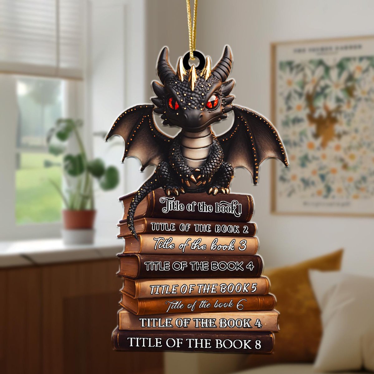 Custom Dragon Book Stack Ornament Personalized Fantasy Reader Christmas Tree Decor 2025 Book Ornament Tree Decor