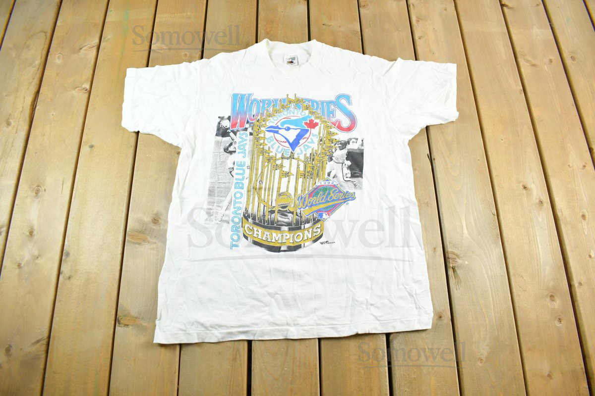 Vintage 1992 Toronto Blue Jays MLB World Series Champions T-Shirt Men's XL Single Stitch Made In Canada Baseball Sportswear_981