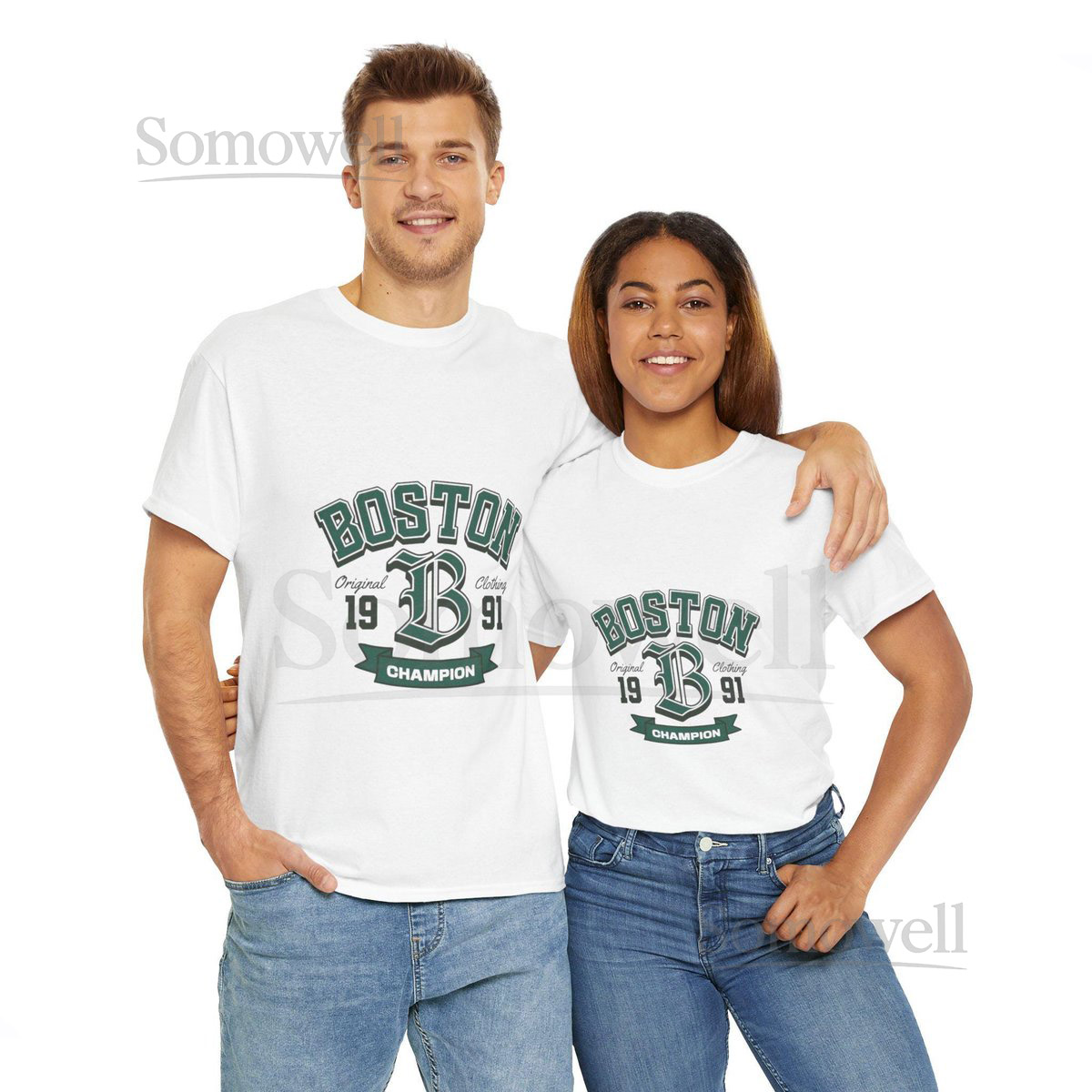 Boston Champion Unisex Heavy Cotton Tee - Vintage Athletic Shirt Gift for Sports Lovers Cool Casual Wear Everyday Comfort Tee_175