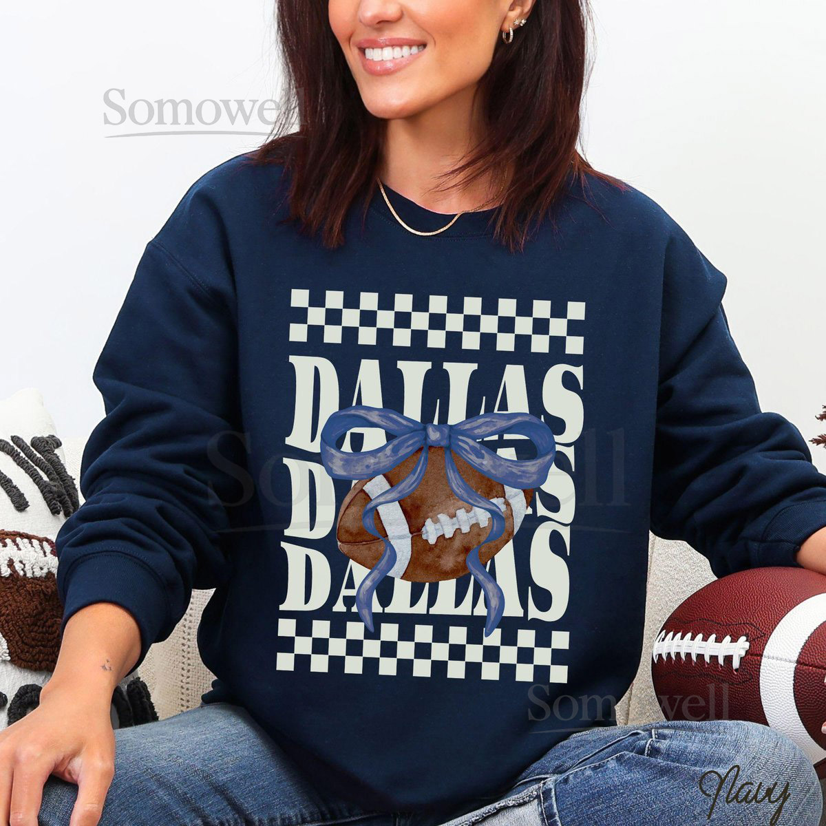 Vintage Dallas Football Sweatshirt Varsity Game Day Crewneck Cowboy Football Tailgate Shirt Sunday Football Outfit Retro Dallas Sweater_574