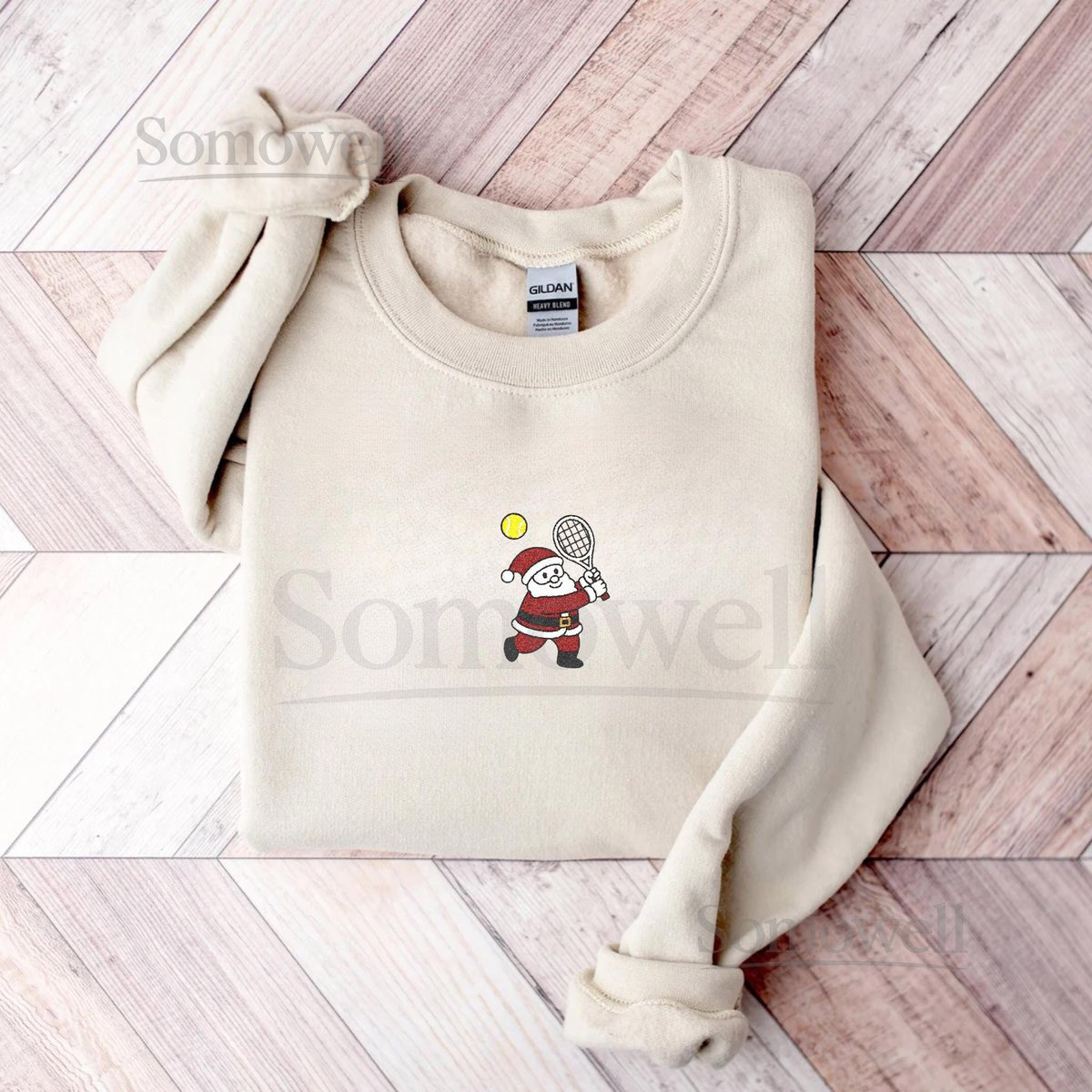 Santa Claus Comfort Colors Shirt Tennis Embroidered Funny Christmas Sweatshirt Xmas Gift_144