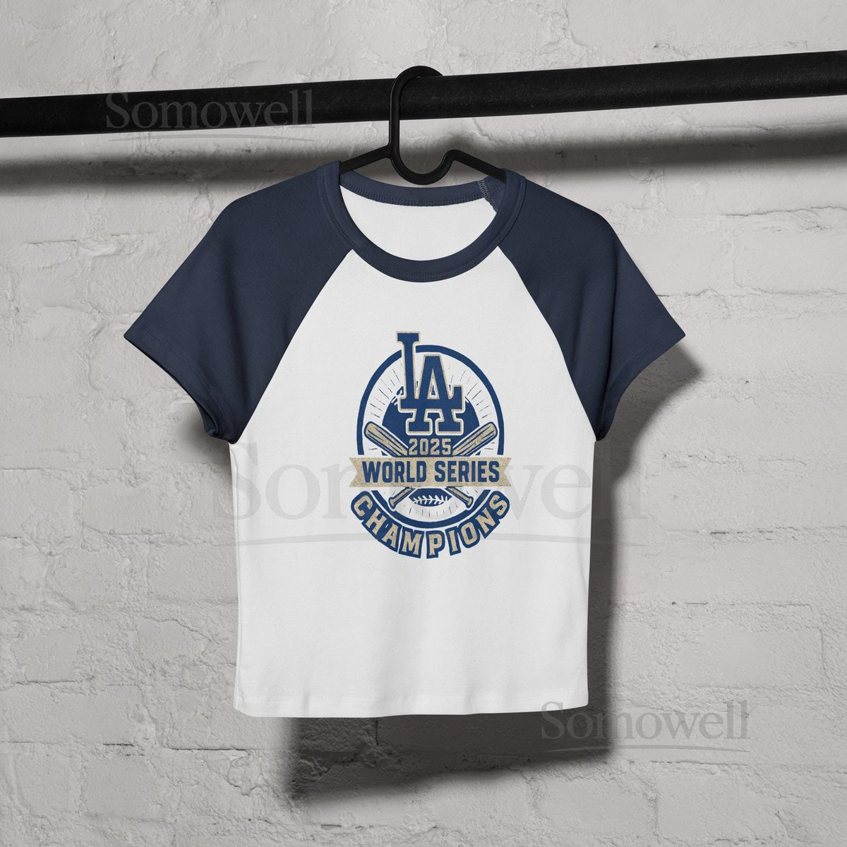 LA 2025 World Series Champions Baby Tee Vintage Dodgers Fitted Crop Top_500