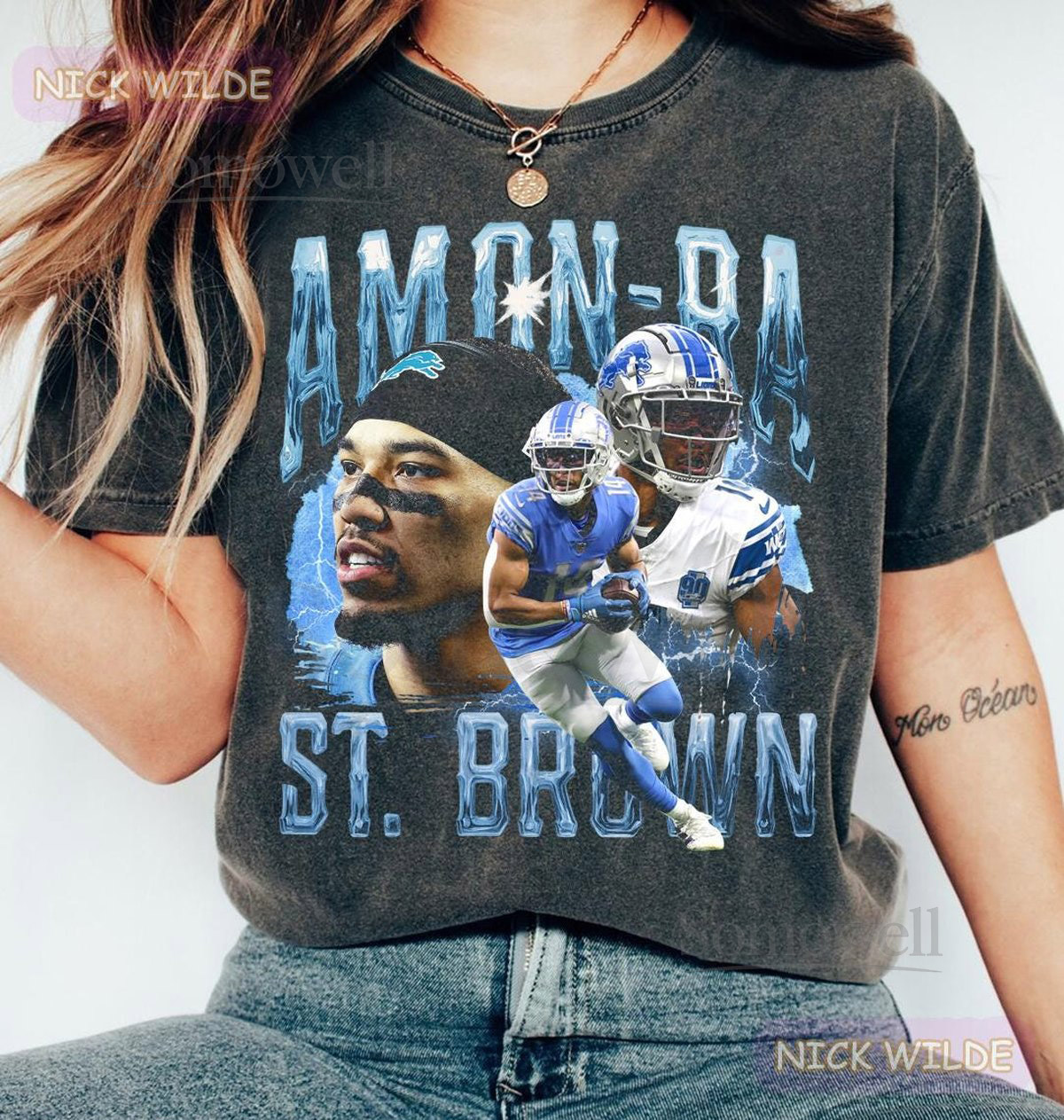 Amon-Ra St. Brown Bootleg Shirt Vintage Detroit Lions Football Tee Retro NFL Fan Gift Amon Ra St Brown Shirt Football Shirt_22