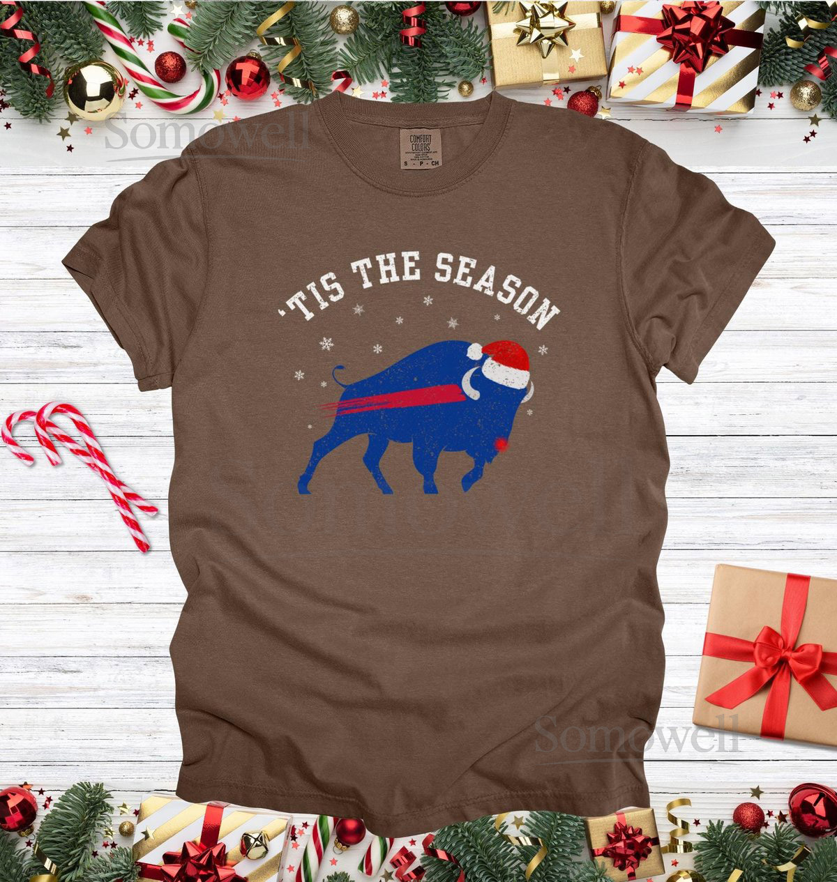 Buffalo Christmas Unisex T-Shirt Tis The Season Buffalo Christmas Gift_256