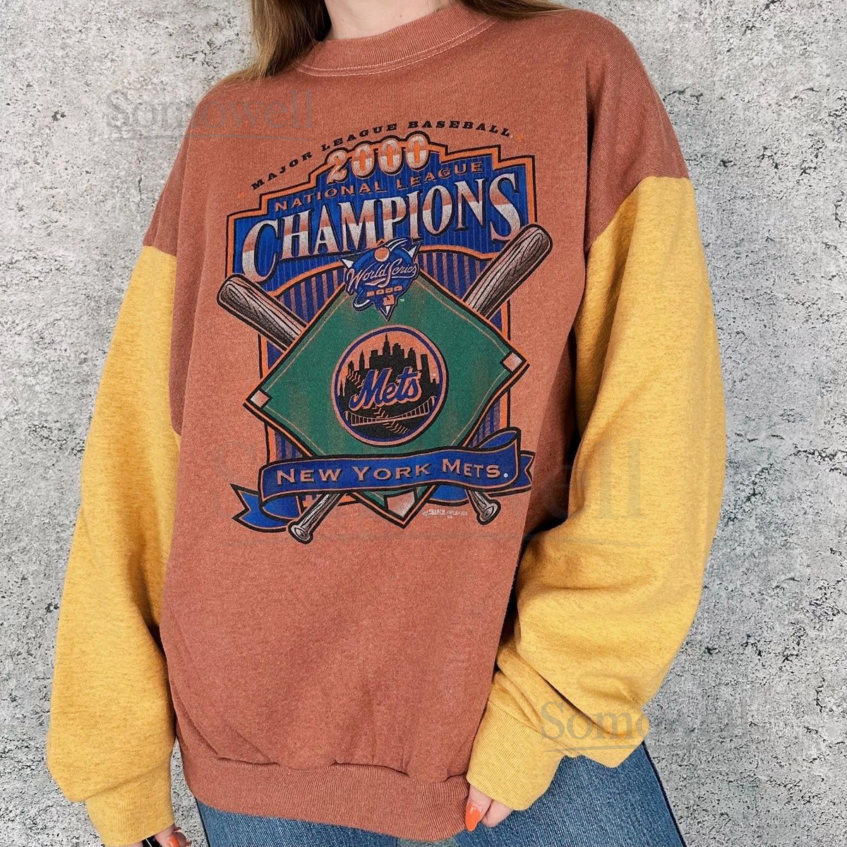 RARE 2000 Vintage New York Mets MLB Baseball Pullover Sweatshirt_737