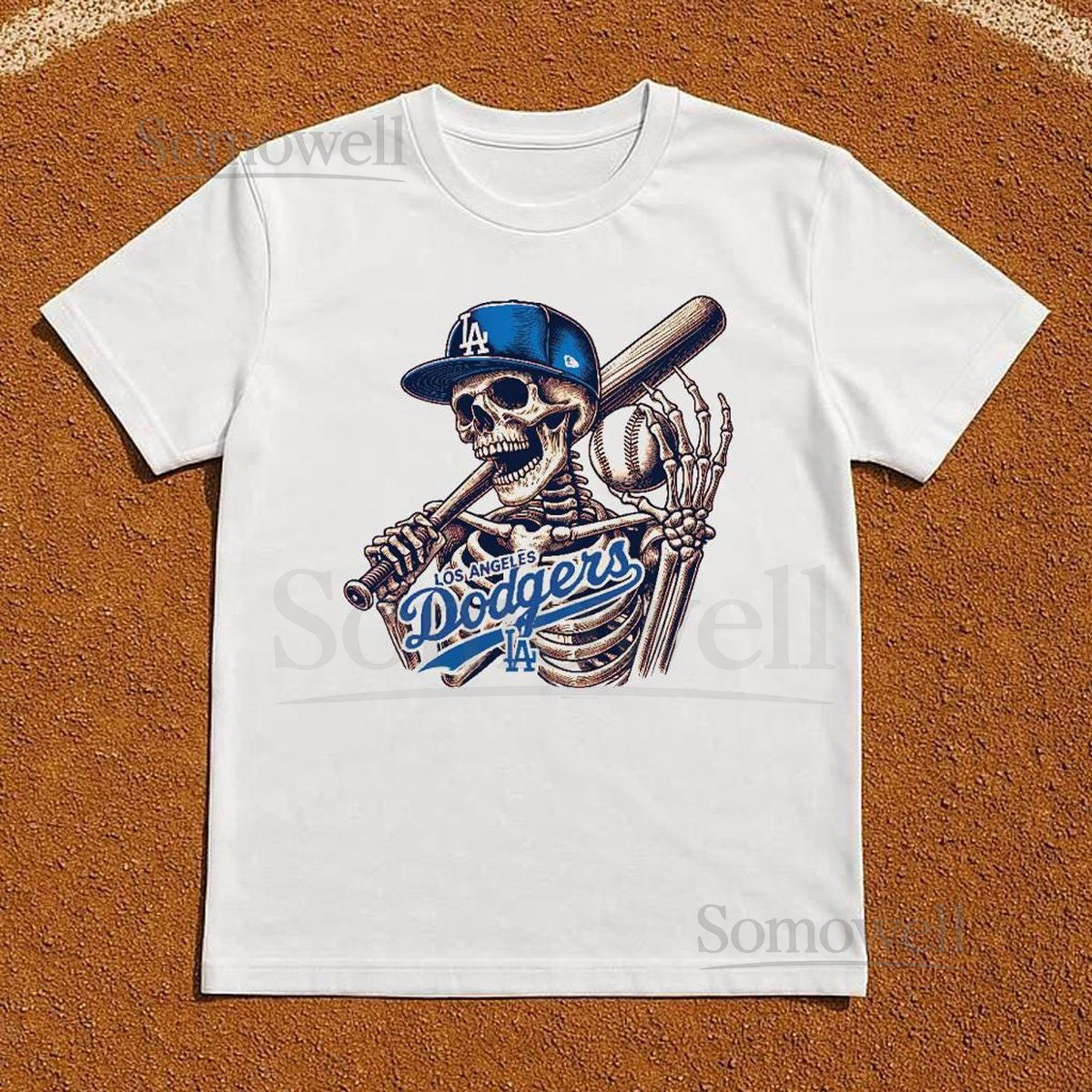 Skeleton Fan - Los Angeles Baseball Shirt Sweater or Hoodie LA Los Angeles Blue Team Sports Skull Bones Ballpark Home Run Dead_784