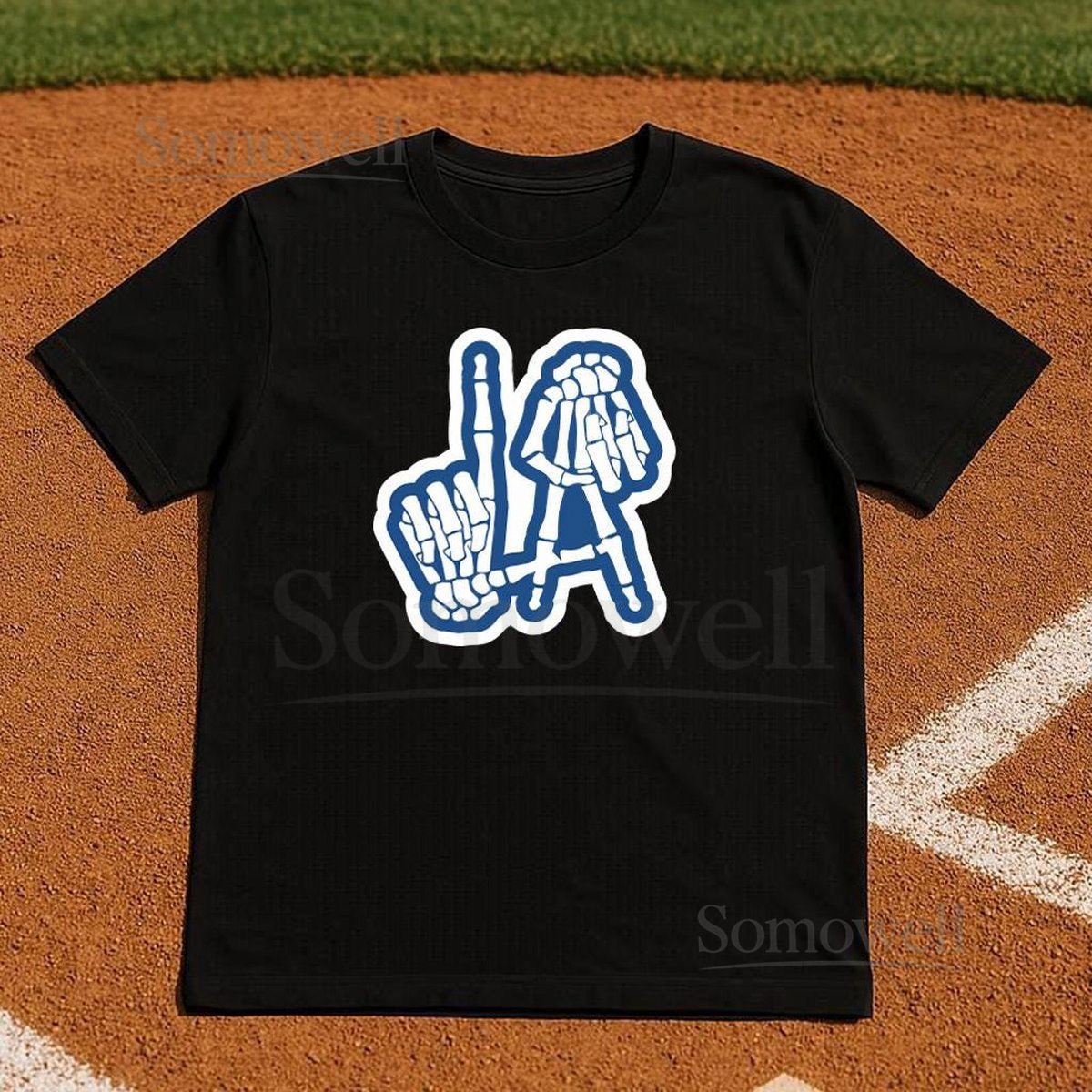 Skeleton LA - Los Angeles Baseball - V2 Shirt Sweater or Hoodie LA Los Angeles Blue Team Sports Skeleton Bones Ballpark Home Run_785