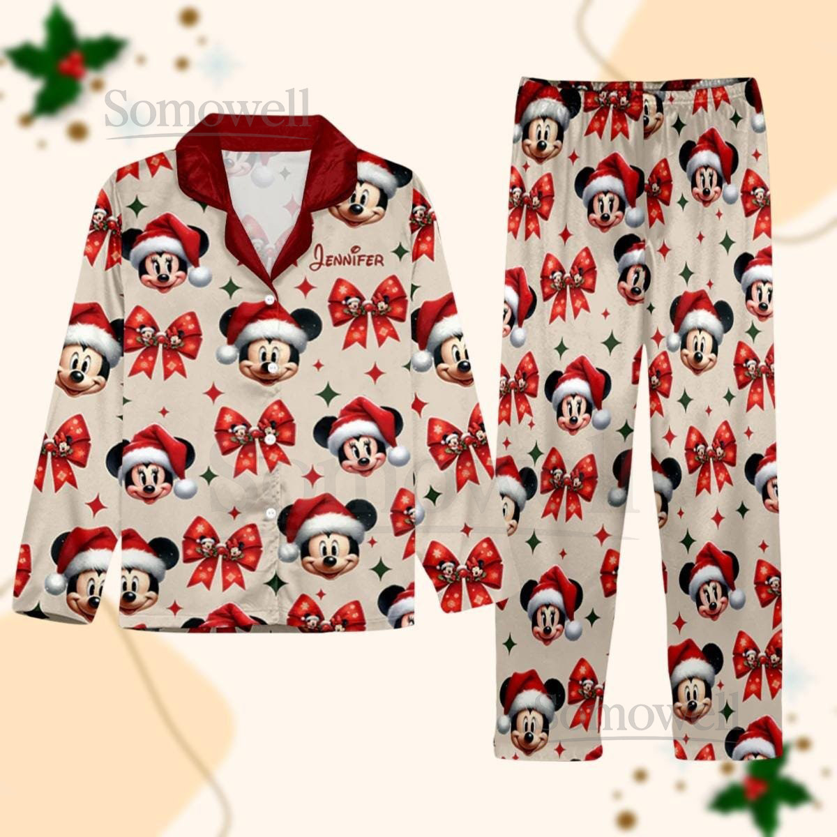 Custom Mickey Christmas Pajamas Set Mickey And Minnie Pj Set Cute Christmas Pajamas Disney Trip Gift Xmas Pajamas Women Pyjamas_17