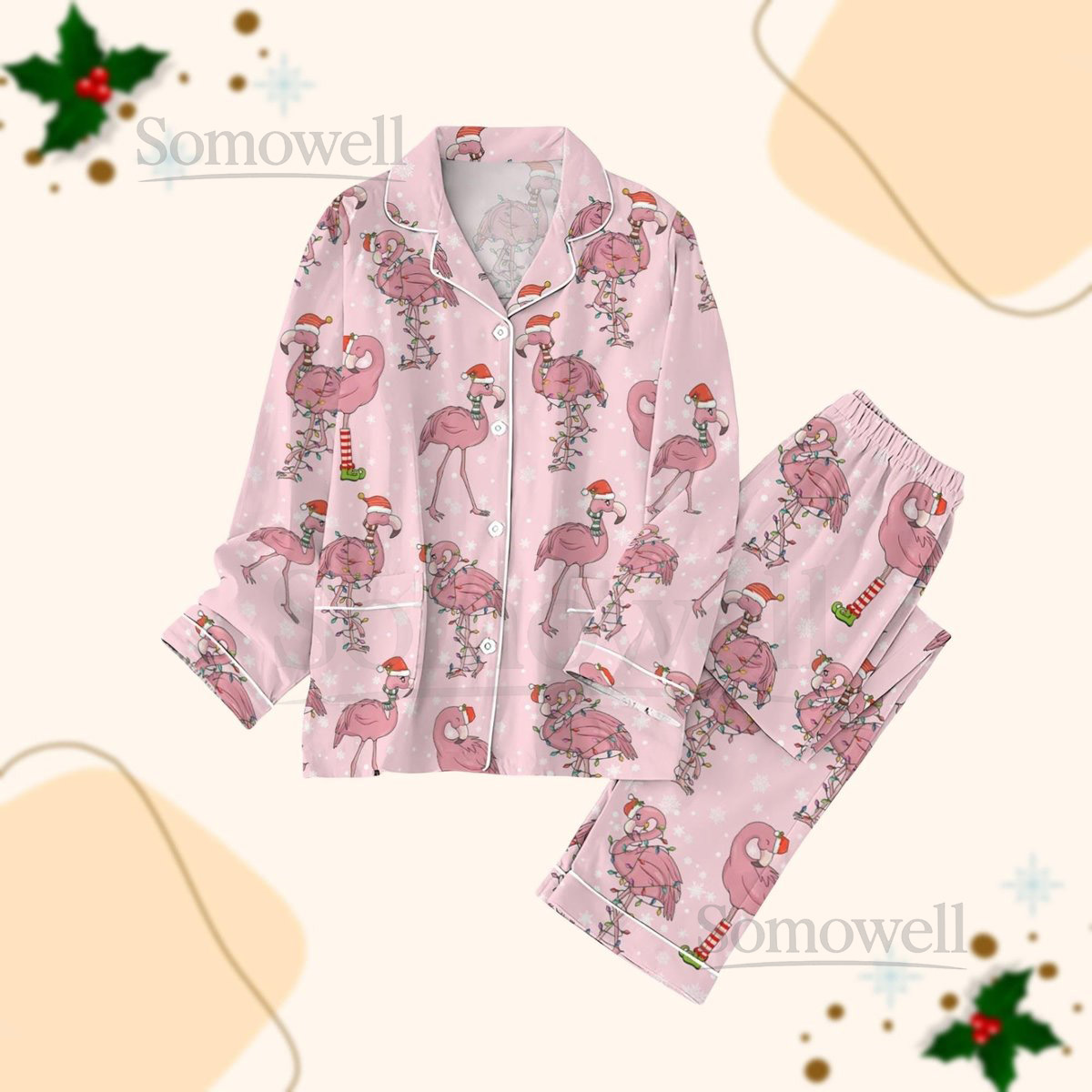 Flamingo Christmas Pajamas Set Cute Animal Women Pajamas Family Pajamas For Party Tropical Xmas Pjs Flamingo Lover Gift For Her_34
