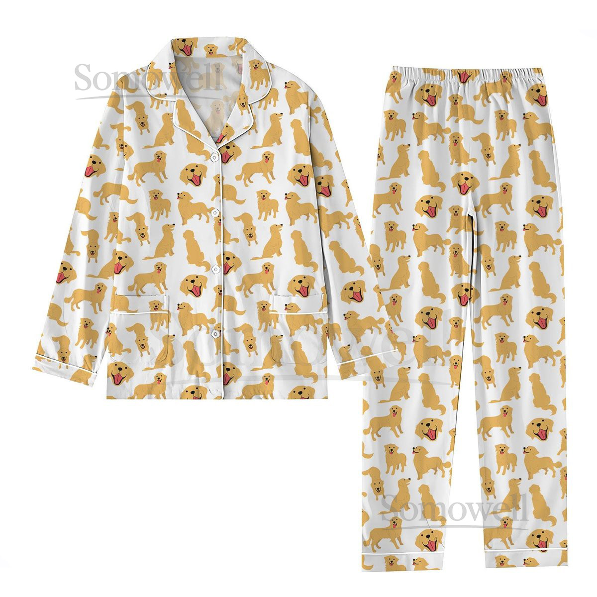 Golden Christmas Pajamas Set Dog Mom Shirt Dog Dad Pajamas Dog Xmas Pajamas Gift For Pet Lover Golden Retriever Pajamas Pants_36