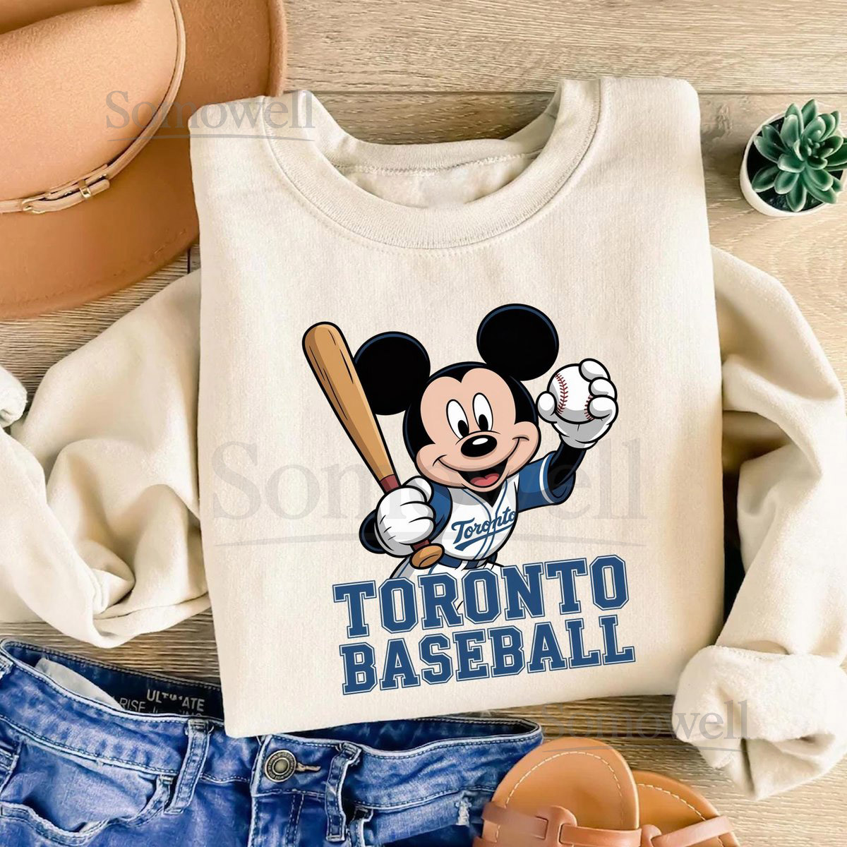 Mickey Collab Toronto Baseball Crewneck Sweatshirt Christmas Gift Vintage Fan Apparel Sports Merchandise_679