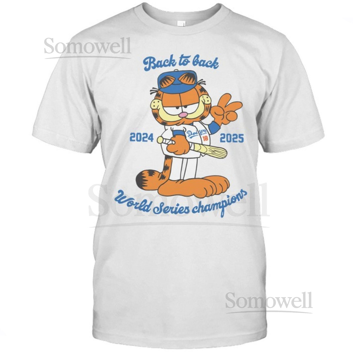 Garfield Dodgers Back To Back Champions 2024-2025 Trending Shirt Funny Sports Tee Cartoon Fan Gift Parody T Shirt_421