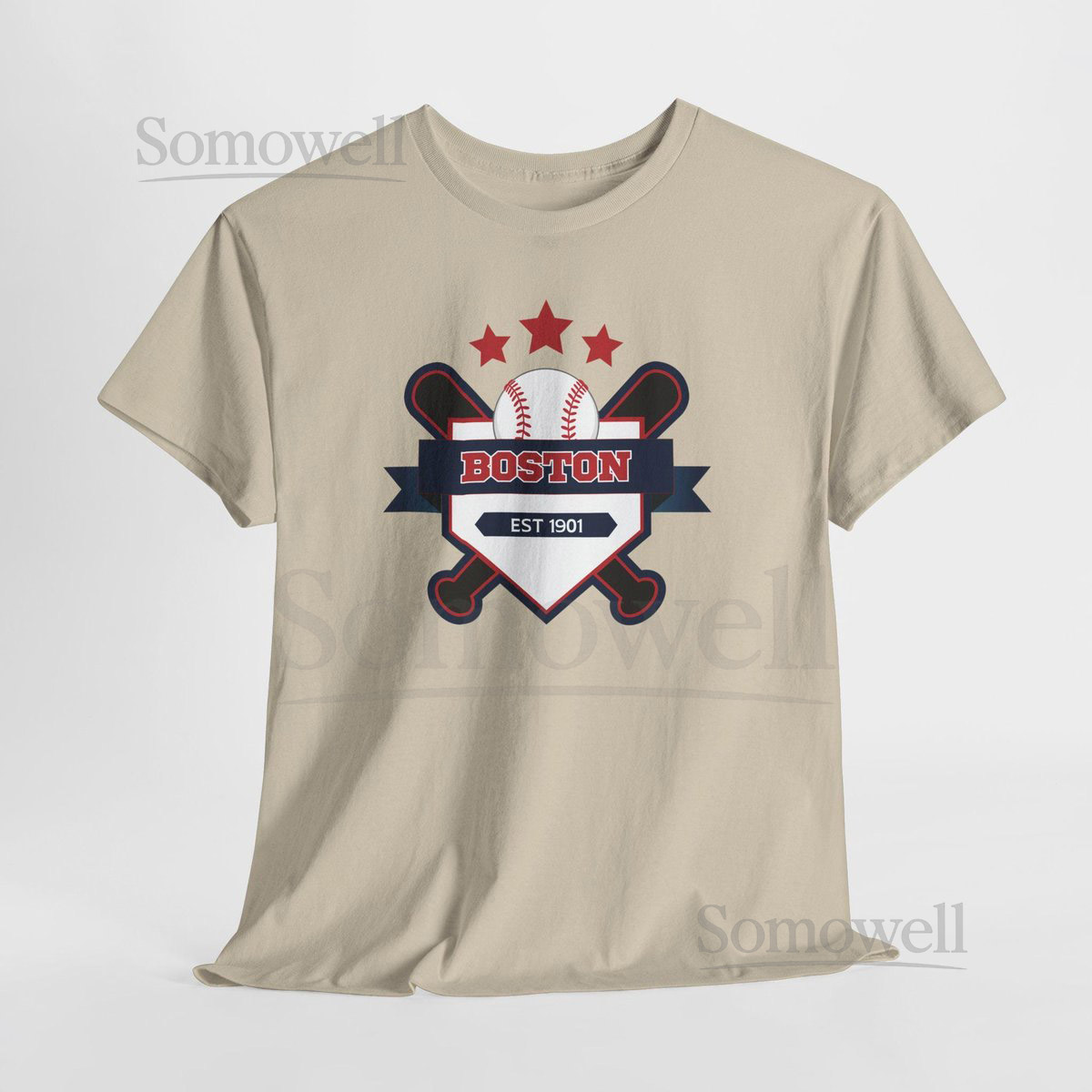 Boston Baseball Heavy Cotton Tee Sports Fan Graphic T-Shirt_151