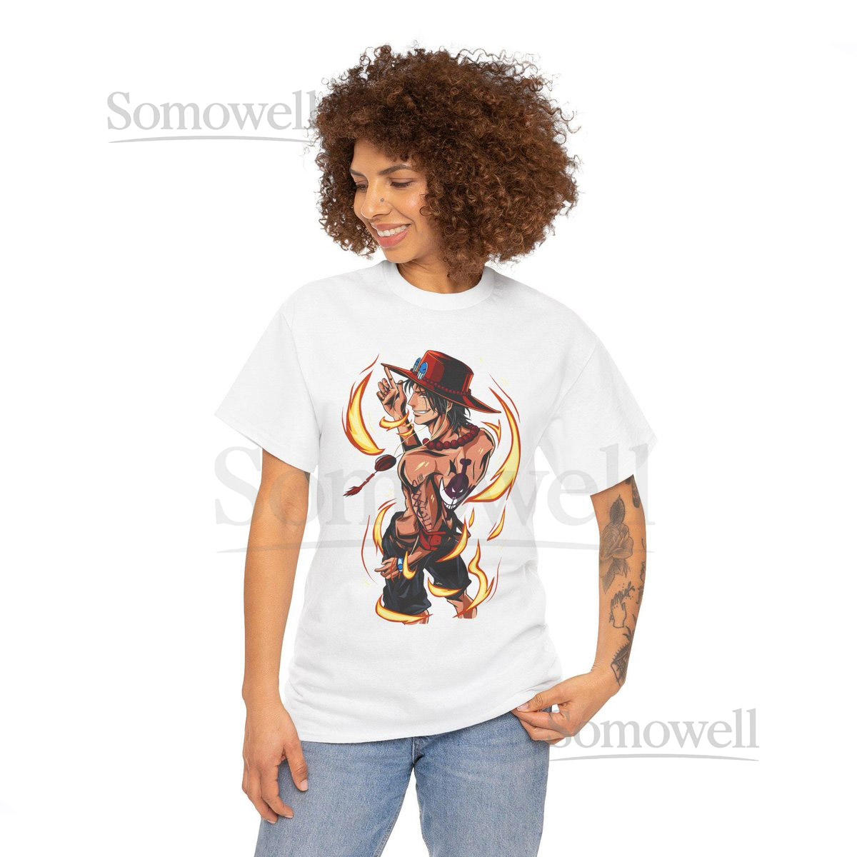 Unisex Graphic Tee Inspired by Fire-Fist Pirate Anime Adventure Shirt_405